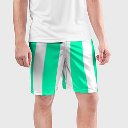 Шорты спортивные мужские Color turquoise white line, цвет: 3D-принт — фото 2