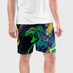 Шорты спортивные мужские Разводы и переливы разноцветной краски, цвет: 3D-принт — фото 2