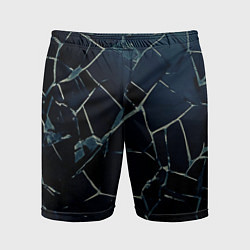 Шорты спортивные мужские Тёмный чёрно-синий битые плиты, цвет: 3D-принт