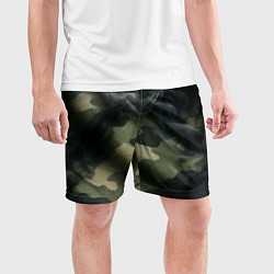 Шорты спортивные мужские Камуфляжная ткань с дымом, цвет: 3D-принт — фото 2
