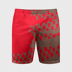 Шорты спортивные мужские Абстрактные алые пятна на цвете какао, цвет: 3D-принт