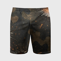 Шорты спортивные мужские Камуфляж со следами от пуль, цвет: 3D-принт