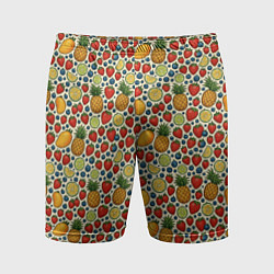 Шорты спортивные мужские Фрукты и ягоды в паттерне, цвет: 3D-принт