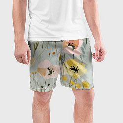 Шорты спортивные мужские Цветы и цветочки, цвет: 3D-принт — фото 2