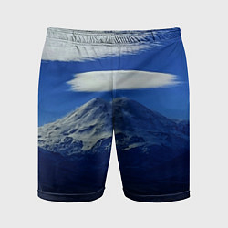 Шорты спортивные мужские Эльбрус с облаками, цвет: 3D-принт