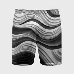 Шорты спортивные мужские Абстракция серые и черные линии, цвет: 3D-принт