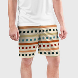 Шорты спортивные мужские Пиксели и полосы орнамент осенний рябиновый, цвет: 3D-принт — фото 2