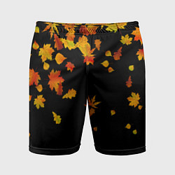 Шорты спортивные мужские Осенние листья на черном, цвет: 3D-принт