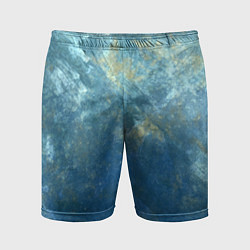 Шорты спортивные мужские Абстракция - gold in blue-turquoise color, цвет: 3D-принт