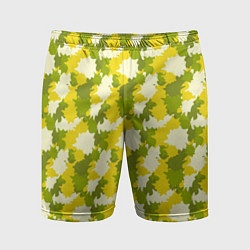 Мужские спортивные шорты Яркий камуфляж желтые и зеленые пятна