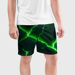 Шорты спортивные мужские Кислотный зеленый свет из плит, цвет: 3D-принт — фото 2