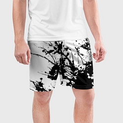 Шорты спортивные мужские Чёрная взрывная краска на белом, цвет: 3D-принт — фото 2