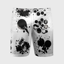 Шорты спортивные мужские Чёрно-белые кляксы - абстракция, цвет: 3D-принт