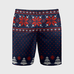 Мужские спортивные шорты Новогодний вязаный узор
