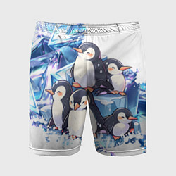 Шорты спортивные мужские Пингвины и лёд, цвет: 3D-принт