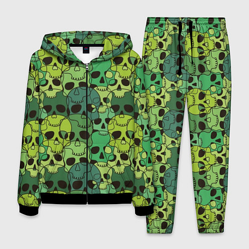 Мужской костюм Зеленые черепа - паттерн / 3D-Черный – фото 1