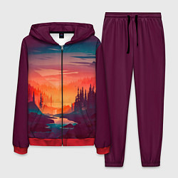 Костюм мужской Minimal forest sunset, цвет: 3D-красный