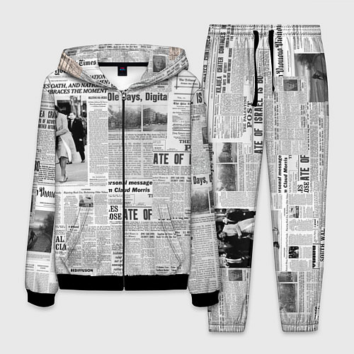 Мужской костюм Газета Newspaper / 3D-Черный – фото 1