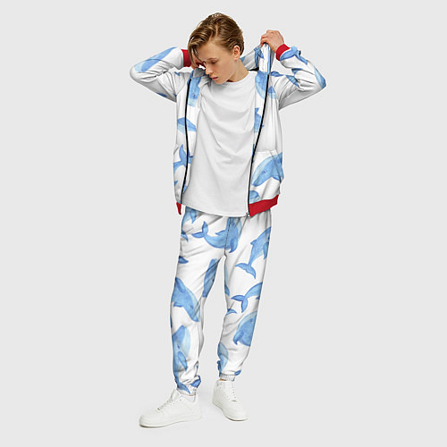 Мужской костюм Косяк китов / 3D-Красный – фото 3