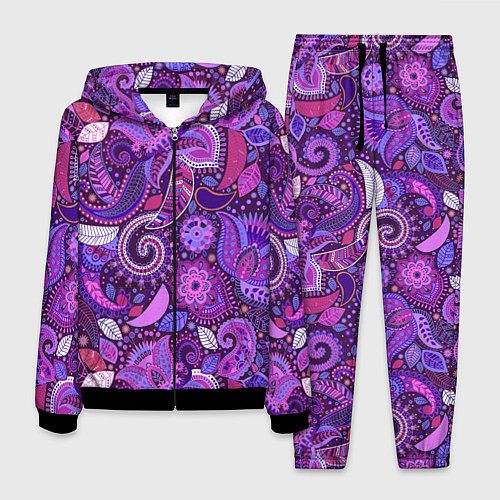 Мужской костюм Фиолетовый этнический дудлинг / 3D-Черный – фото 1