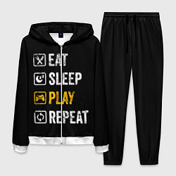 Костюм мужской Eat Sleep Play Repeat, цвет: 3D-белый