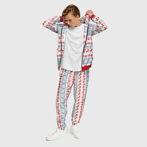 Мужской костюм Новогодний пиксельный узор / 3D-Красный – фото 3