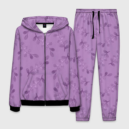 Мужской костюм Листья на фиолетовом фоне / 3D-Черный – фото 1