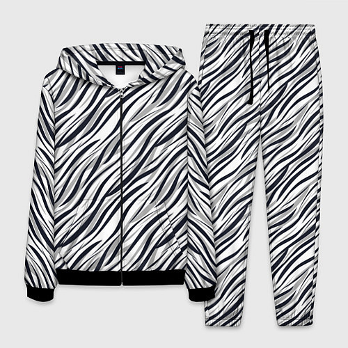 Мужской костюм Черно-белый полосатый тигровый / 3D-Черный – фото 1