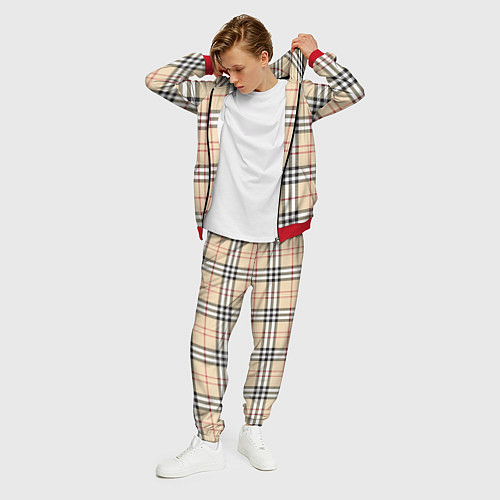 Мужской костюм Клетчатый принт в стиле Burberry / 3D-Красный – фото 3