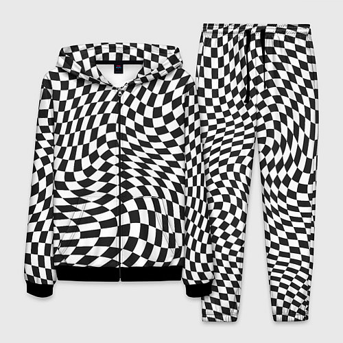 Мужской костюм Черно-белая клетка Black and white squares / 3D-Черный – фото 1