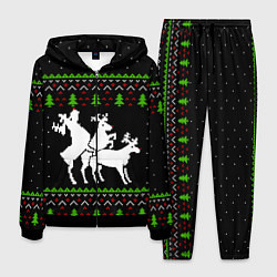 Костюм мужской Новогодние три оленя, цвет: 3D-черный