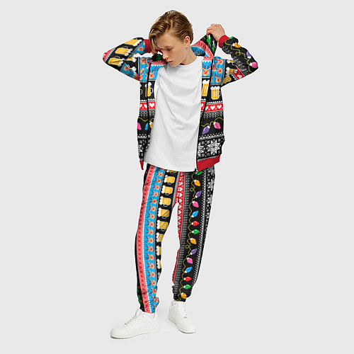 Мужской костюм Новогодний пивной узор / 3D-Красный – фото 3