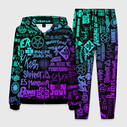 Костюм мужской ЛОГОТИПЫ РОК ГРУПП НЕОН ROCK NEON, цвет: 3D-черный