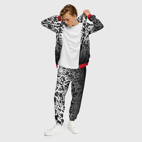 Мужской костюм GRAFFITI WHITE TAGS ГРАФФИТИ / 3D-Красный – фото 3