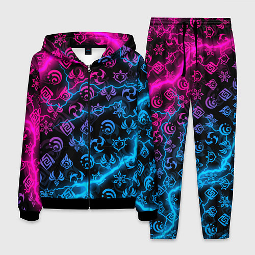 Мужской костюм НЕОНОВЫЕ МОЛНИИ, GENSHIN IMPACT NEON / 3D-Черный – фото 1