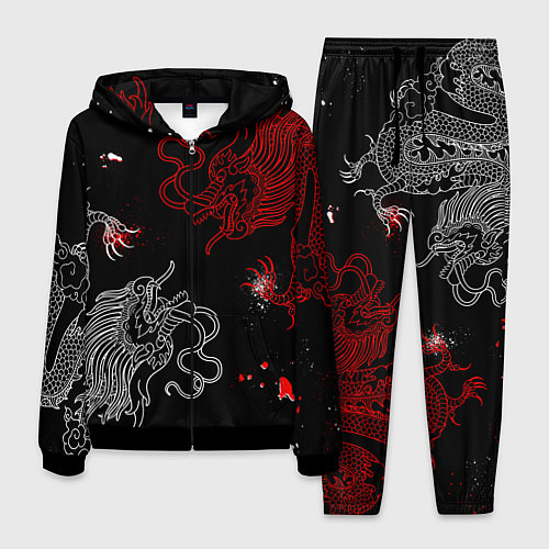 Мужской костюм Китайский дракон Красно - Белый / 3D-Черный – фото 1