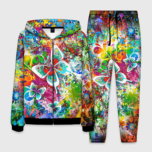 Мужской костюм Яркое безумие Бабочки, кляксы, граффити / 3D-Черный – фото 1
