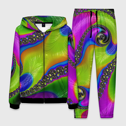 Мужской костюм Кислотный фрактал Абстракция / 3D-Черный – фото 1