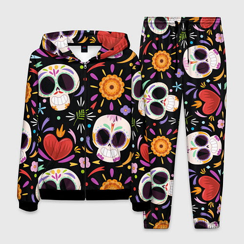 Мужской костюм Веселые черепа в цветах / 3D-Черный – фото 1