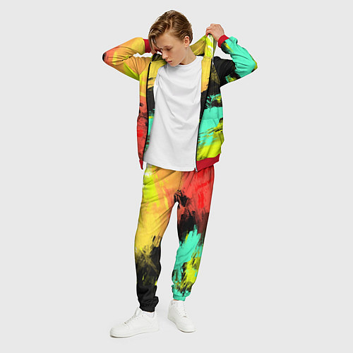 Мужской костюм Яркий красочный гранж / 3D-Красный – фото 3