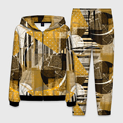 Костюм мужской Гранжевая абстракция: Черный, белый, горчичный орн, цвет: 3D-черный