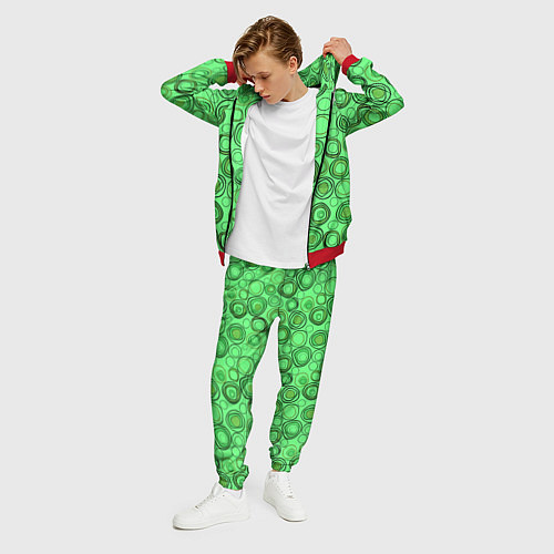 Мужской костюм Ярко-зеленый неоновый абстрактный узор / 3D-Красный – фото 3