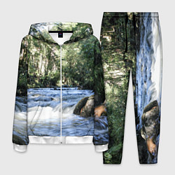 Костюм мужской Течёт река в лесу, цвет: 3D-белый
