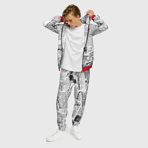 Мужской костюм Газетный коллаж / 3D-Красный – фото 3