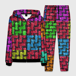 Костюм мужской Грубая вязка - цветная клетка - fashion 2044, цвет: 3D-черный
