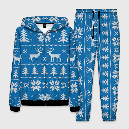 Мужской костюм Рождественский синий свитер с оленями / 3D-Черный – фото 1