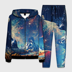 Костюм мужской Горы и бескрайний космос, цвет: 3D-черный