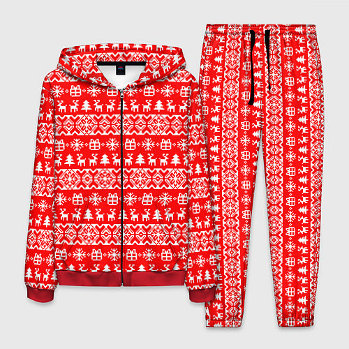 Мужской костюм New Years winter pattern / 3D-Красный – фото 1