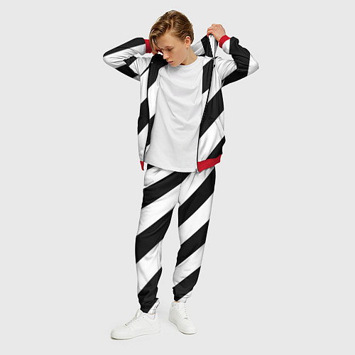 Мужской костюм Черно-белые полосы / 3D-Красный – фото 3