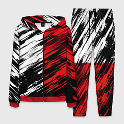 Костюм мужской Белые и красные полосы, цвет: 3D-красный